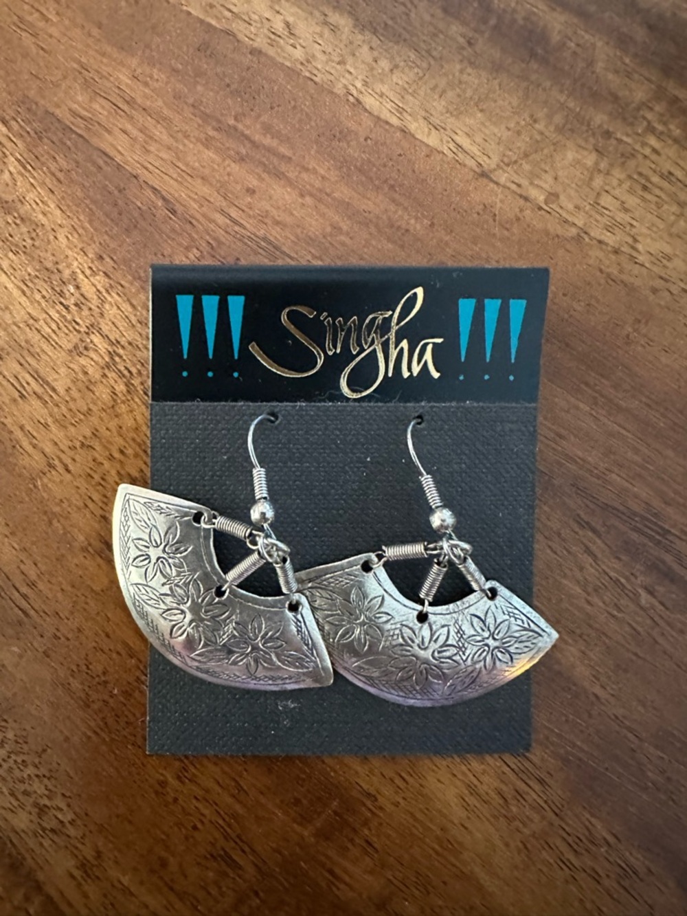 NEW Singha Silver Floral Fan Drop Earrings